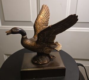 Elegant Antique Vinta Craftsman Style Bronze Cold Painted Goose / Duck Sculpture